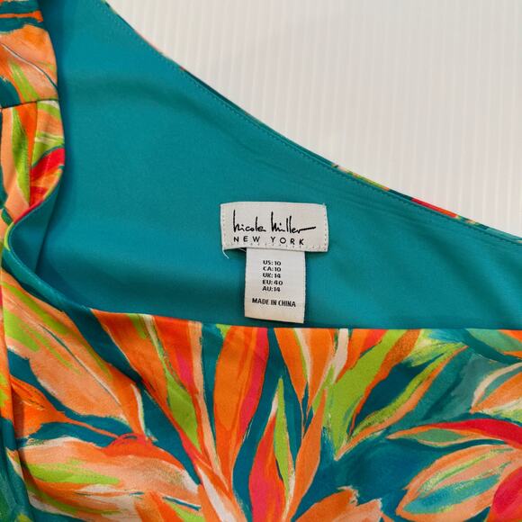 Nicole Miller One Shoulder Tropical Maxi Dress Women's 10 Resort Vacation Cruise - Picture 10 of 16